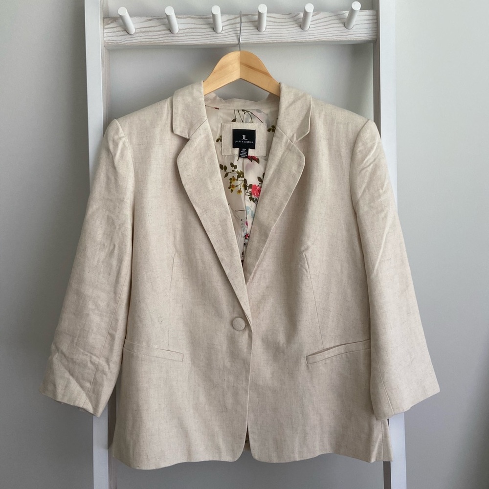Cream Linen Blend Blazer